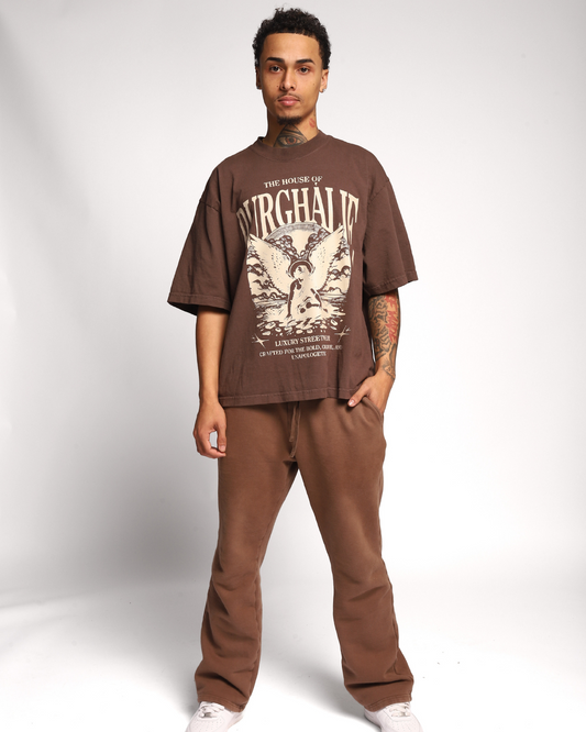 Brown Oversized Angel Graphic Tee